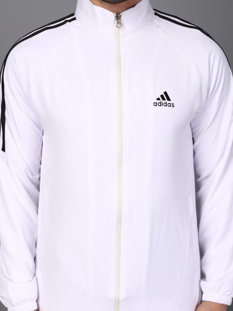Adidas Half Striped Men White Tracksuit