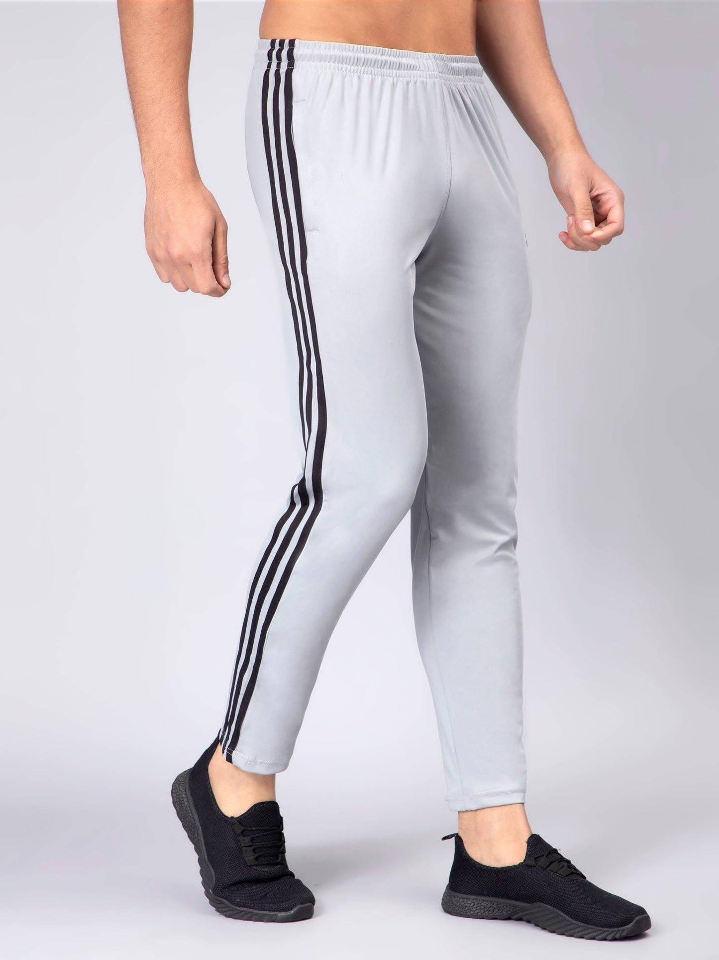 Adidas Solid Casual Men Grey with Black Stripes
