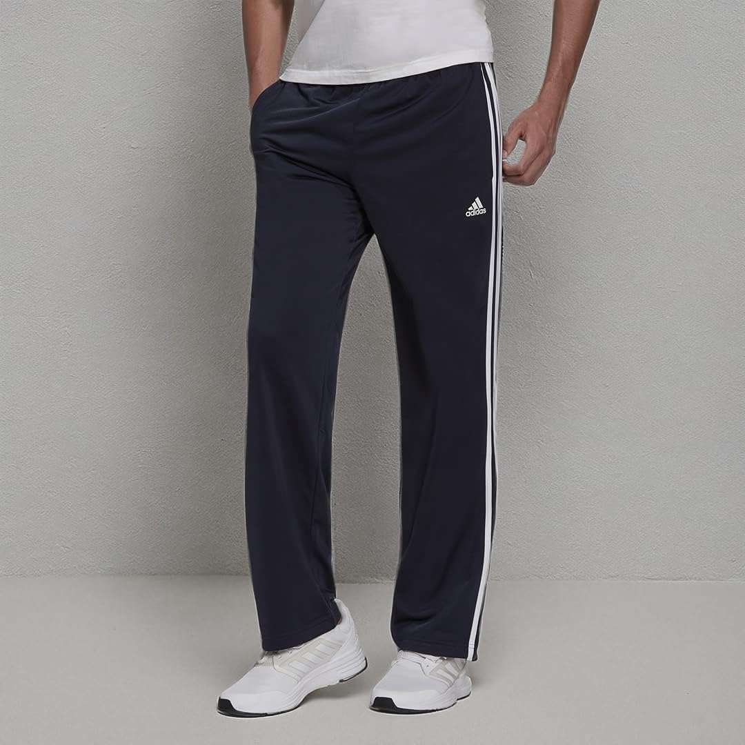 Men's Essentials Warm-Up Open Hem 3-Stripes Tracksuit Pants